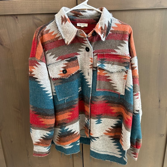 Tribal Aztec Women's Shacket - Picture 2 of 6